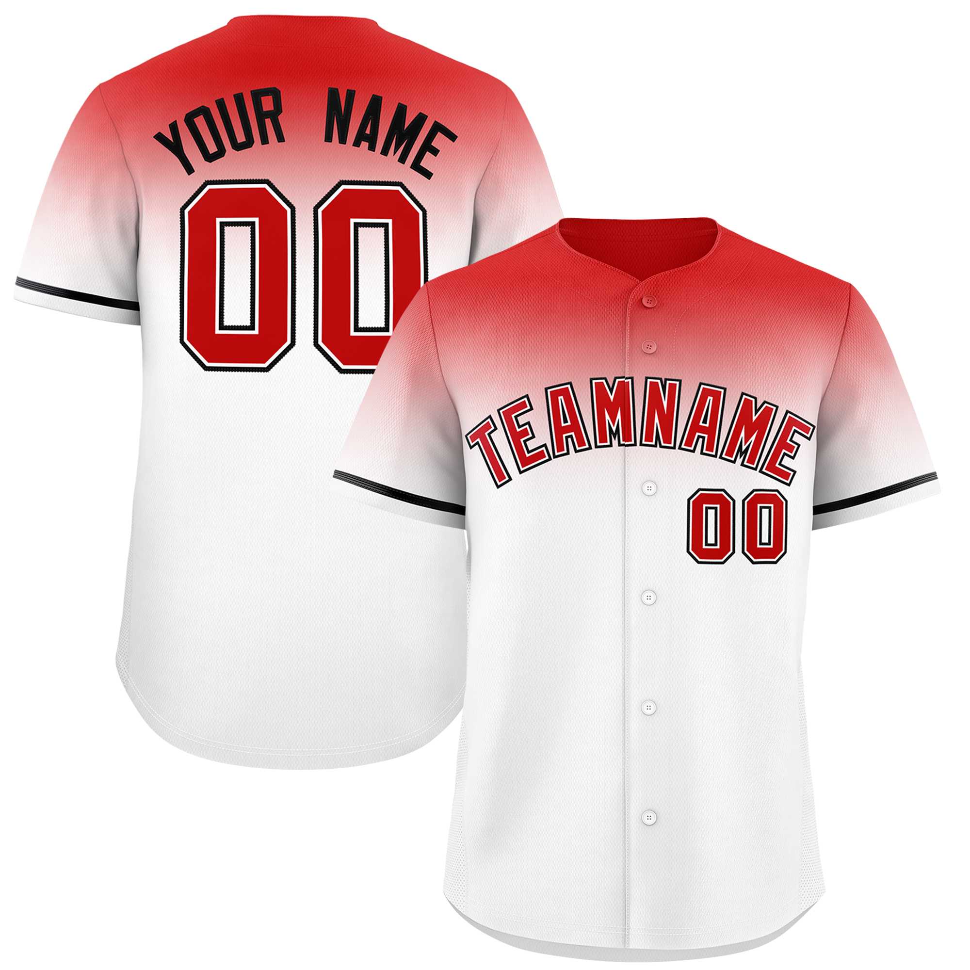 Custom White Red Gradient Fashion Design Authentic Baseball Jersey