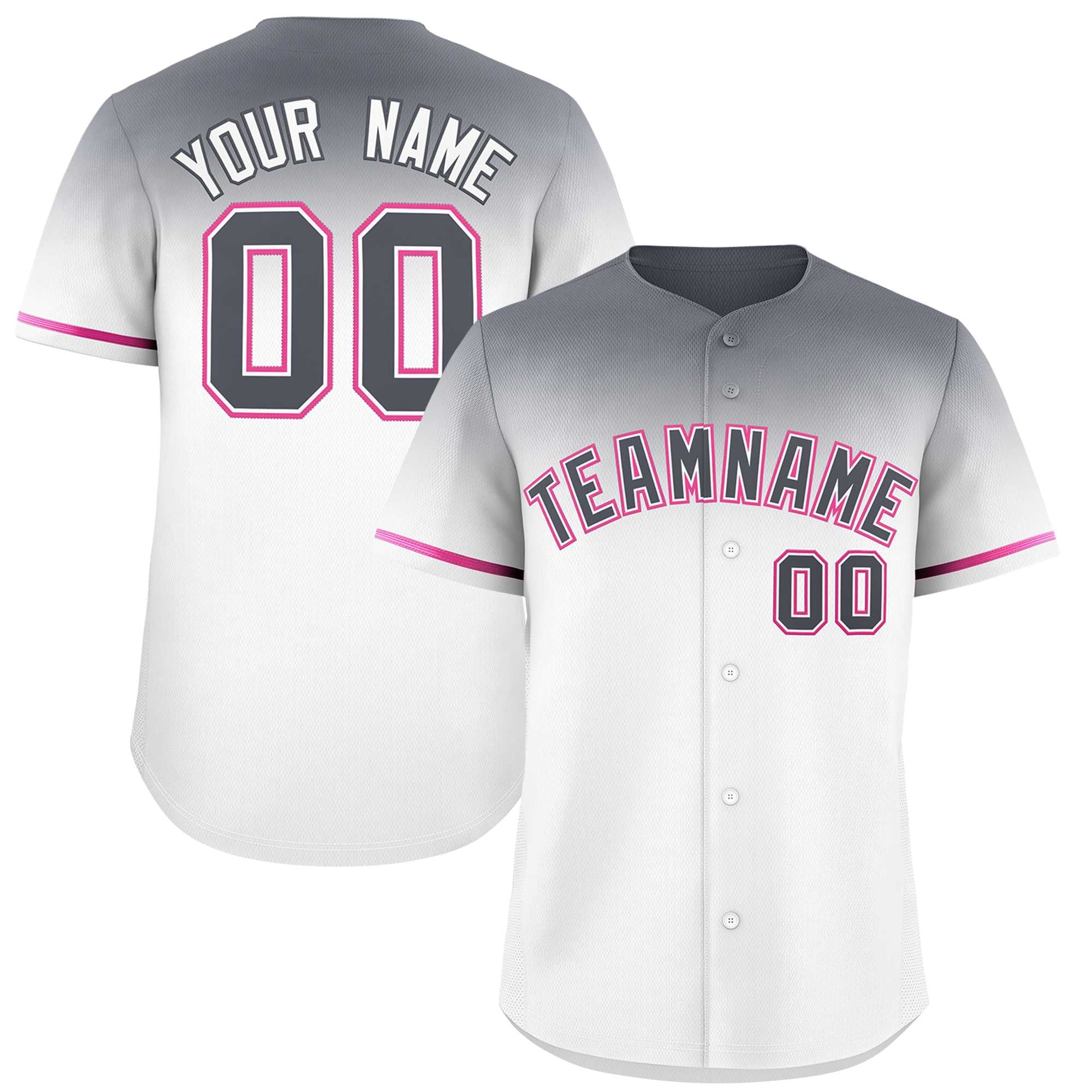 Custom White Dark Gray Gradient Fashion Design Authentic Baseball Jersey