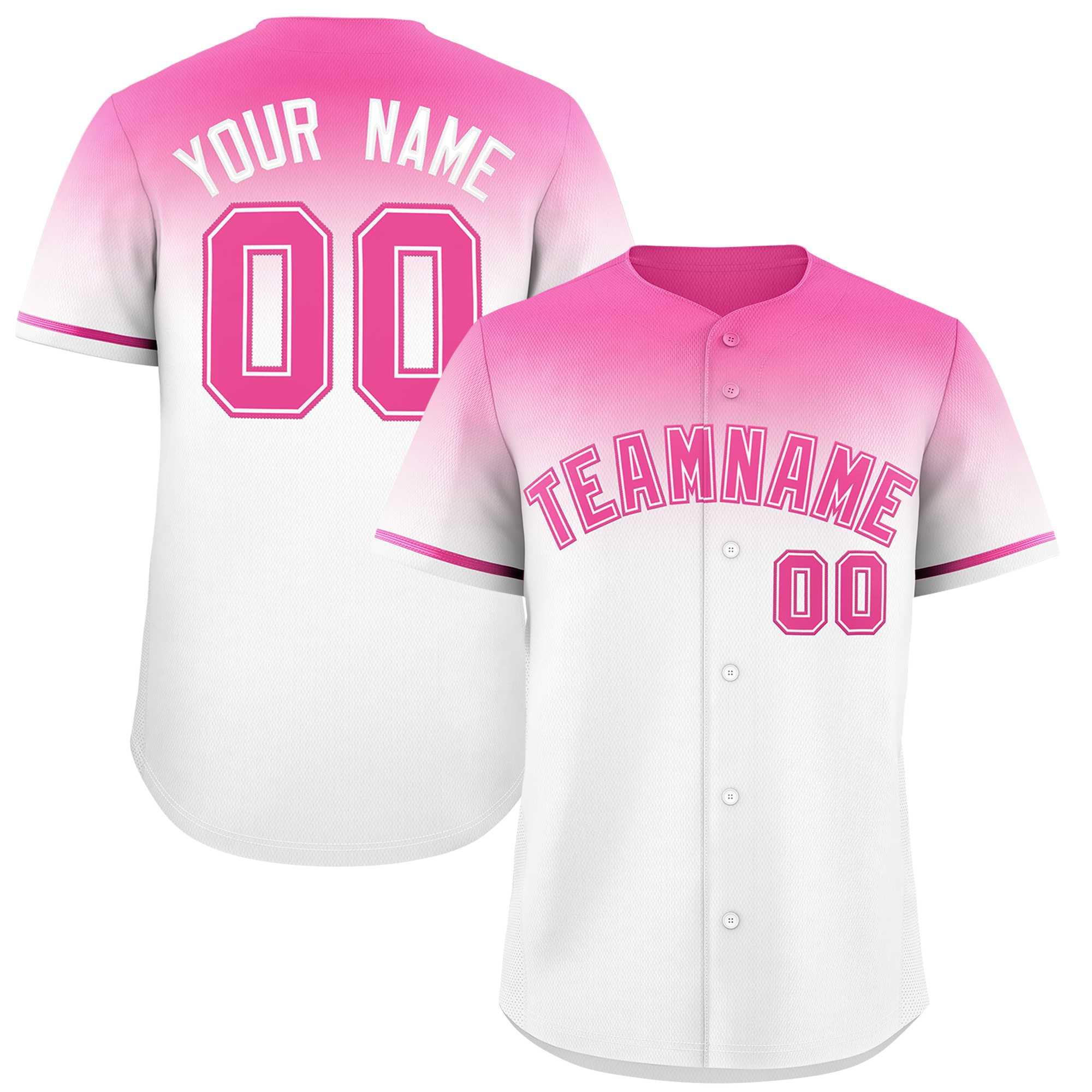 Custom White Pink Gradient Fashion Design Authentic Baseball Jersey