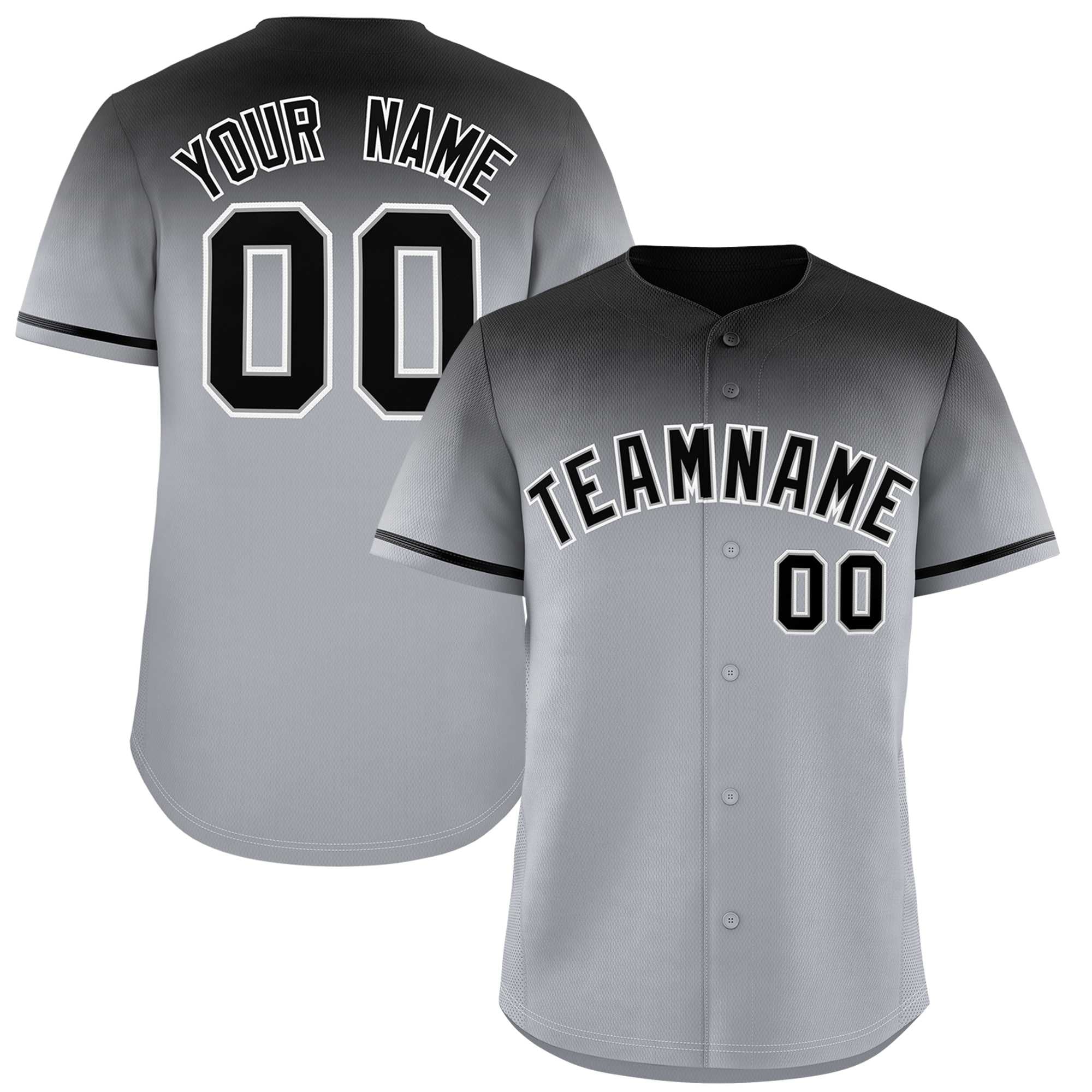 Custom Gray Black Gradient Fashion Design Authentic Baseball Jersey