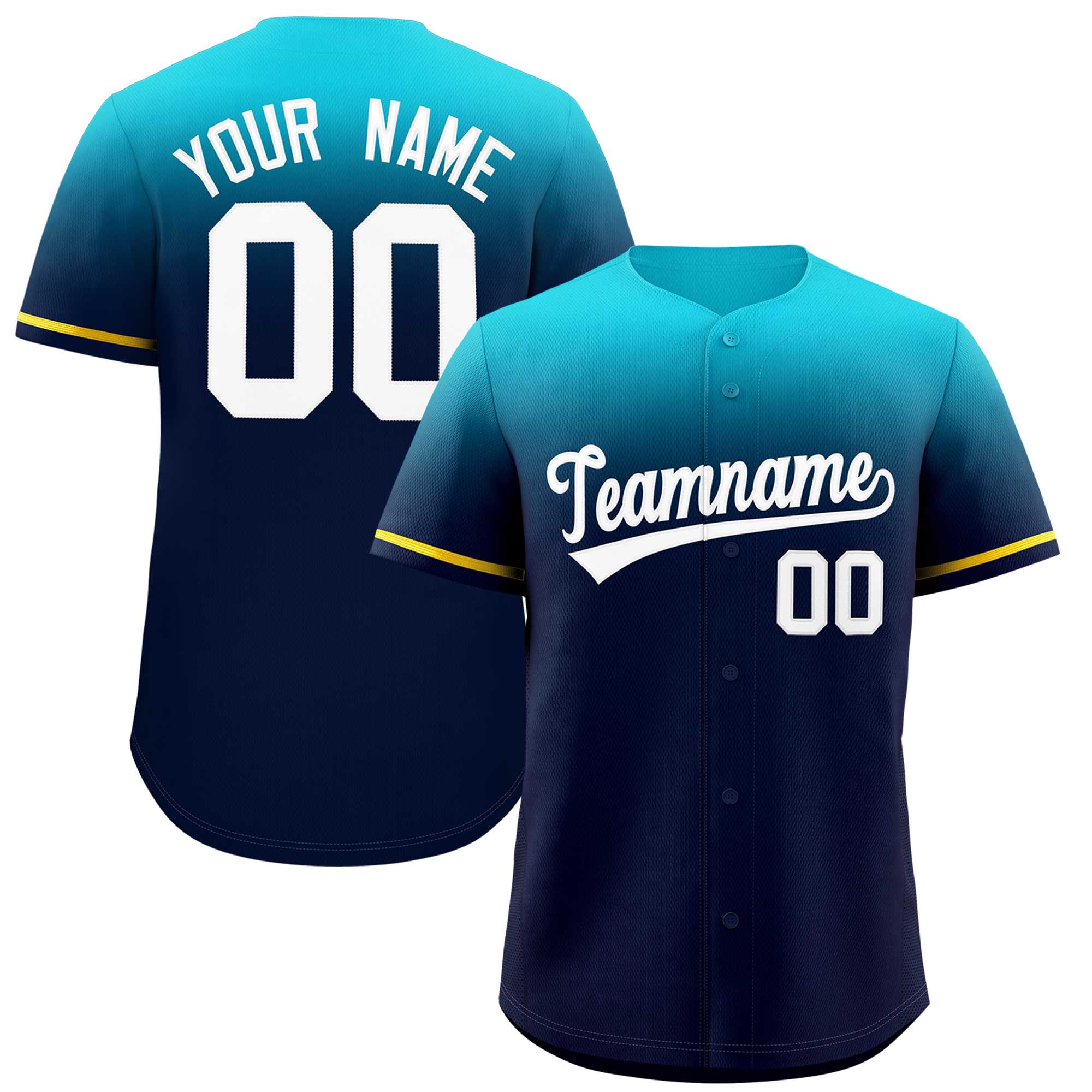 Custom Navy Sky Blue Gradient Fashion Design Authentic Baseball Jersey