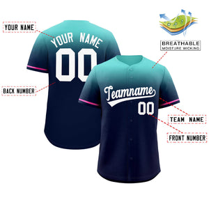 Custom Navy Bright Green Gradient Fashion Design Authentic Baseball Jersey