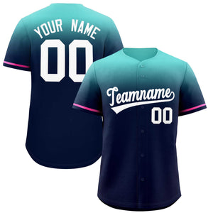 Custom Navy Bright Green Gradient Fashion Design Authentic Baseball Jersey