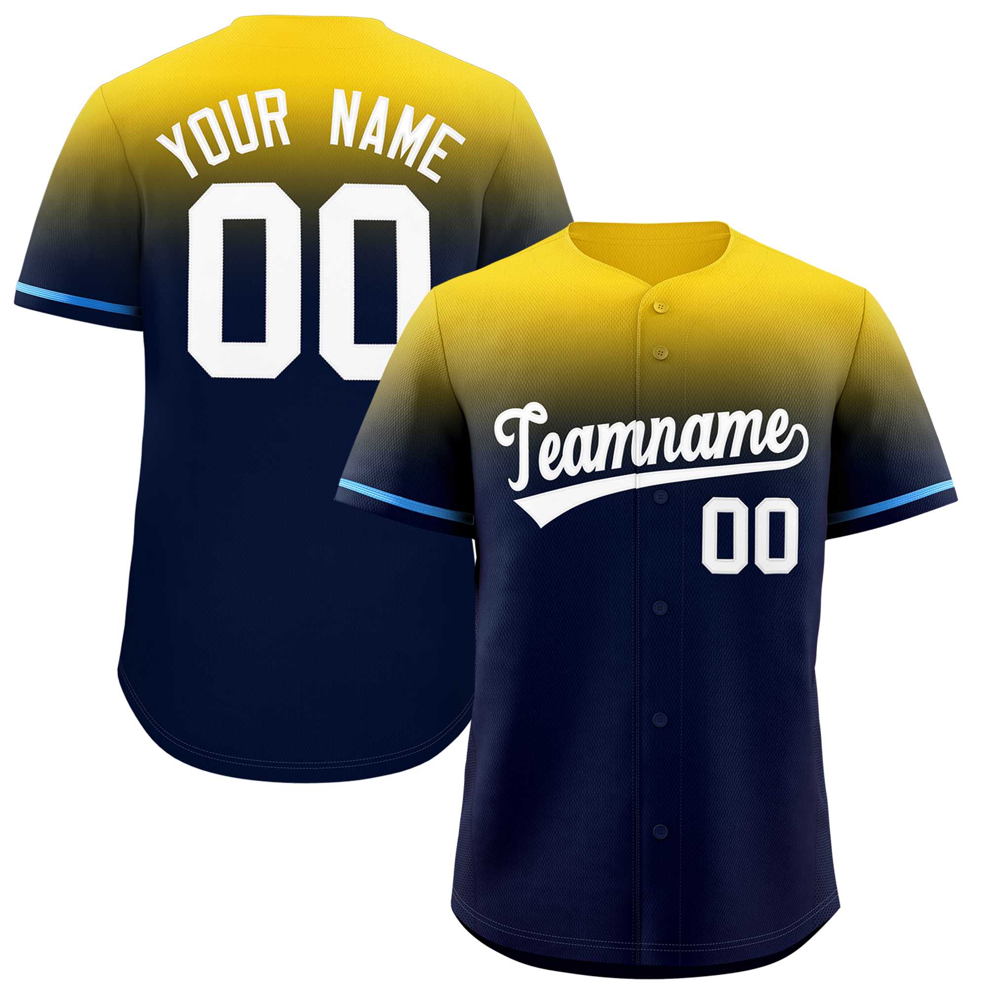 Custom Navy Gold Gradient Fashion Design Authentic Baseball Jersey