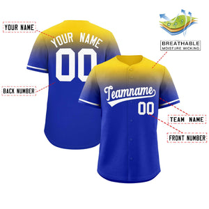 Custom Royal Gold Gradient Fashion Design Authentic Baseball Jersey