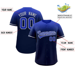 Custom Navy Royal Gradient Fashion Design Authentic Baseball Jersey