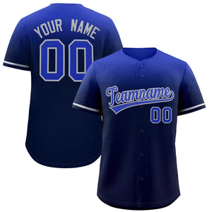 Custom Navy Royal Gradient Fashion Design Authentic Baseball Jersey