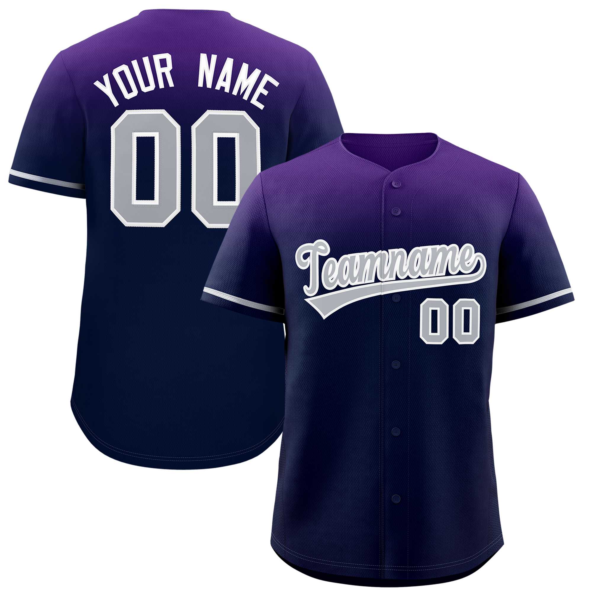 Custom Navy Purple Gradient Fashion Design Authentic Baseball Jersey