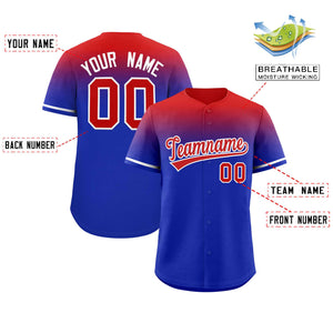 Custom Royal Red Gradient Fashion Design Authentic Baseball Jersey