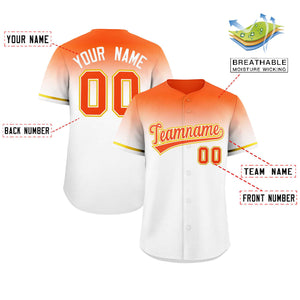 Custom White Orange Gradient Fashion Design Authentic Baseball Jersey