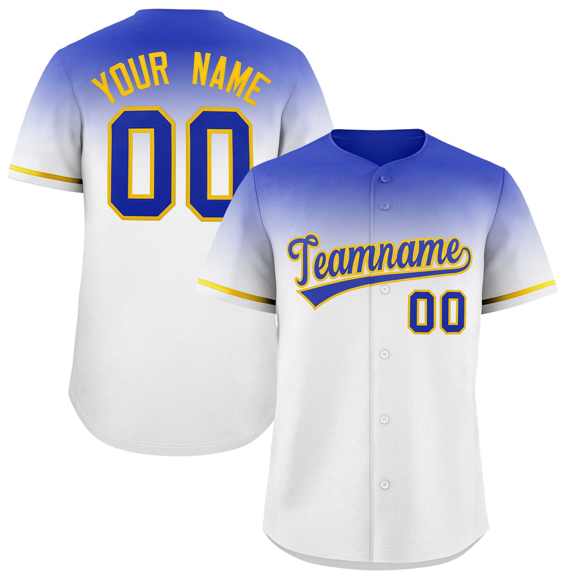 Custom White Royal Gradient Fashion Design Authentic Baseball Jersey