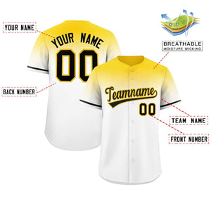 Custom White Gold Gradient Fashion Design Authentic Baseball Jersey