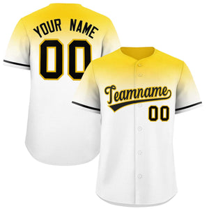 Custom White Gold Gradient Fashion Design Authentic Baseball Jersey