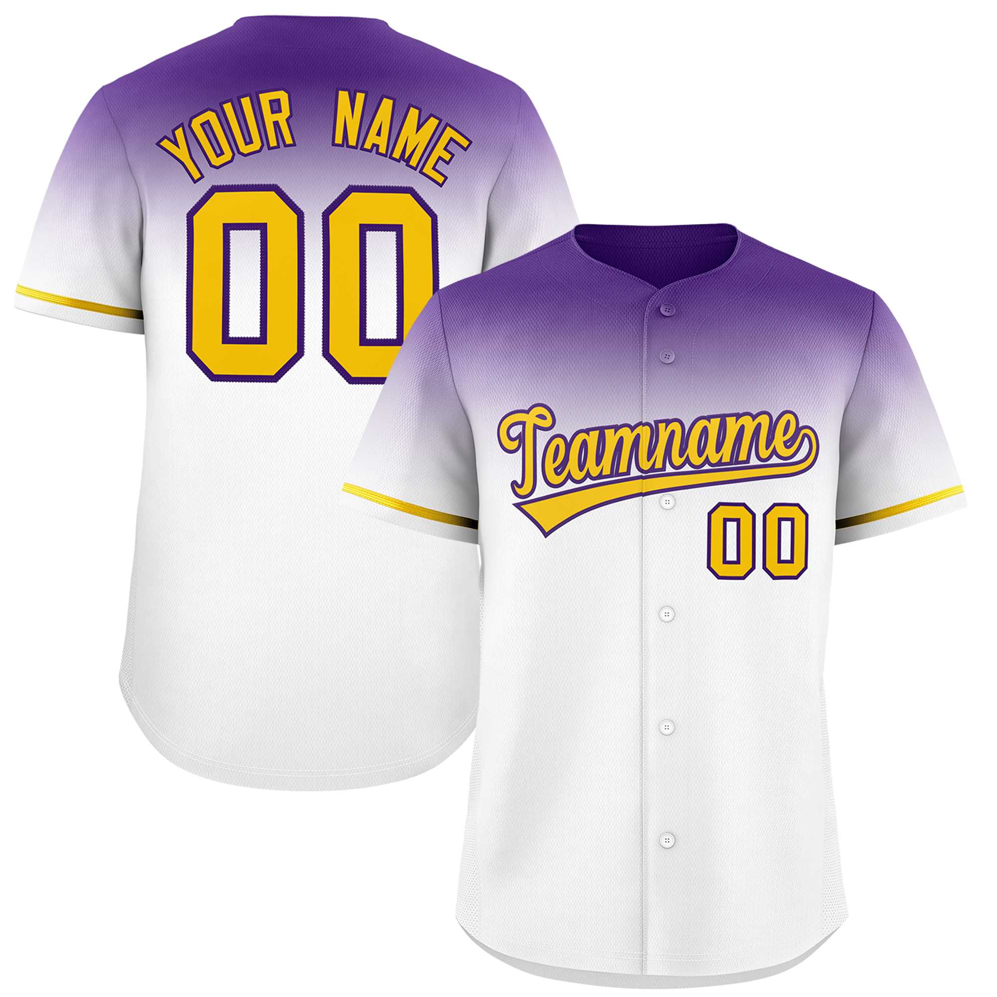 Custom White Purple Gradient Fashion Design Authentic Baseball Jersey