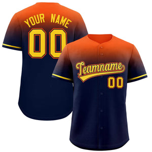 Custom Navy Orange Gradient Fashion Design Authentic Baseball Jersey