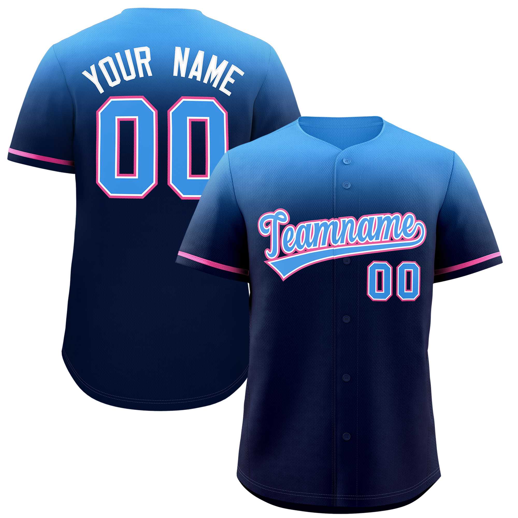 Custom Navy Powder Blue Gradient Fashion Design Authentic Baseball Jersey