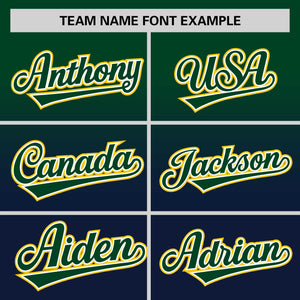 Custom Navy Green Gradient Fashion Design Authentic Baseball Jersey