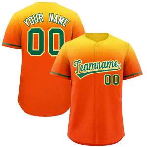 Custom Orange Gold Gradient Fashion Design Authentic Baseball Jersey