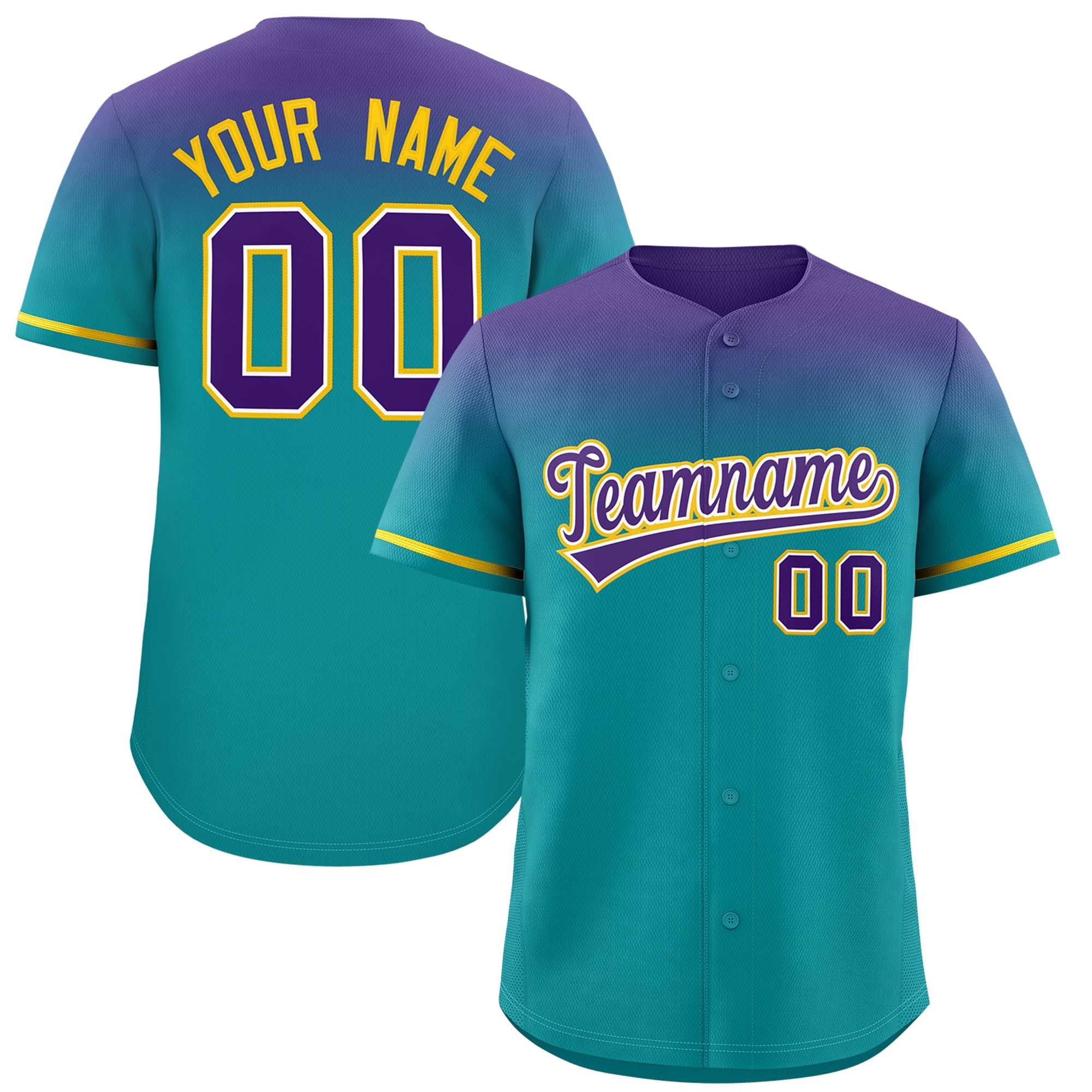 Custom Aqua Purple Gradient Fashion Design Authentic Baseball Jersey