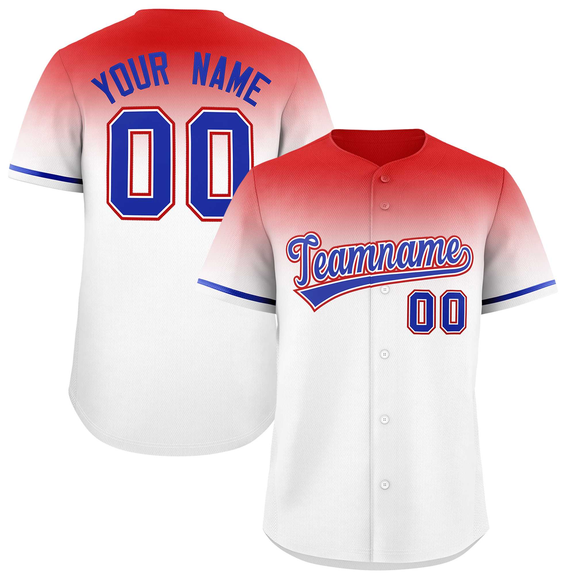 Custom White Red Gradient Fashion Design Authentic Baseball Jersey