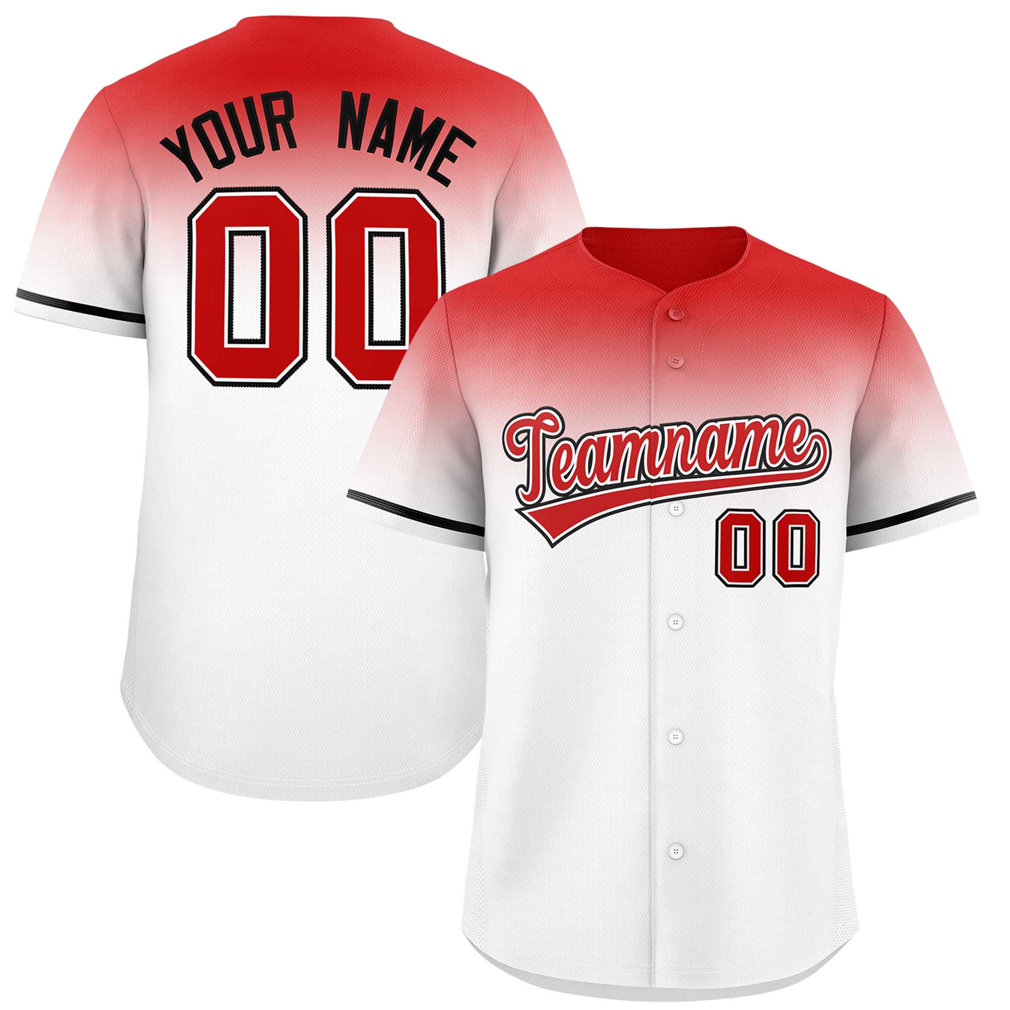 Custom White Red Gradient Fashion Design Authentic Baseball Jersey