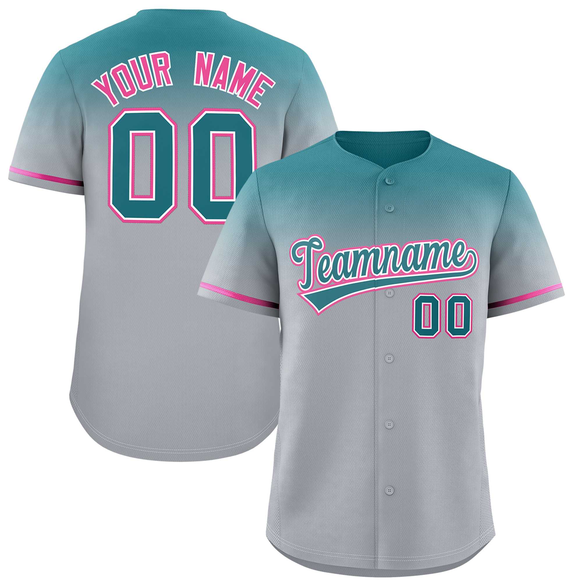 Custom Gray Aqua Gradient Fashion Design Authentic Baseball Jersey