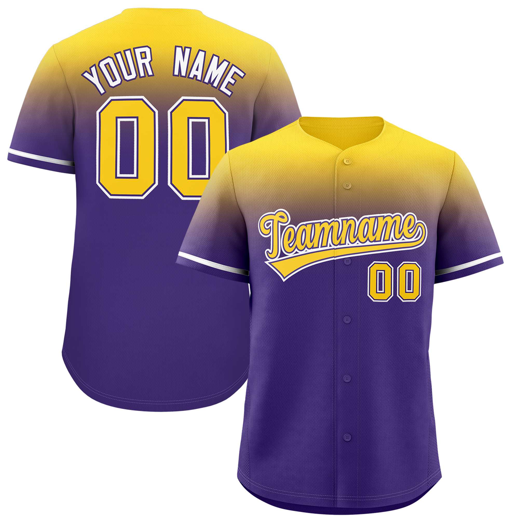 Custom Purple Gold Gradient Fashion Design Authentic Baseball Jersey