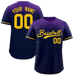 Custom Navy Purple Gradient Fashion Design Authentic Baseball Jersey