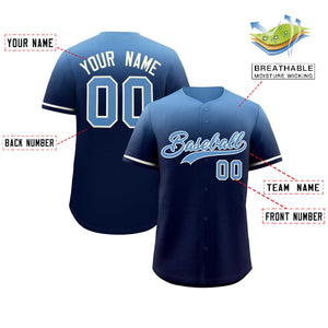 Custom Navy Light Blue Gradient Fashion Design Authentic Baseball Jersey