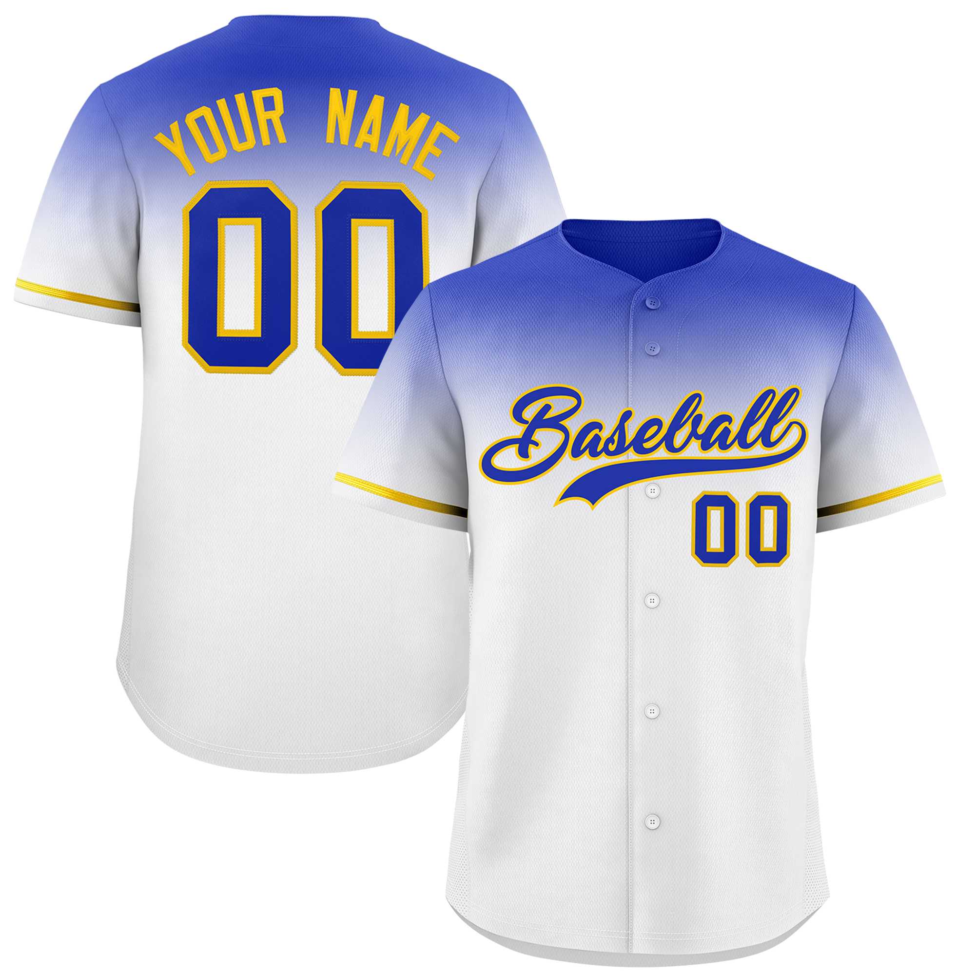 Custom White Royal Gradient Fashion Design Authentic Baseball Jersey