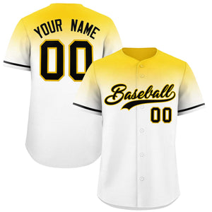 Custom White Gold Gradient Fashion Design Authentic Baseball Jersey