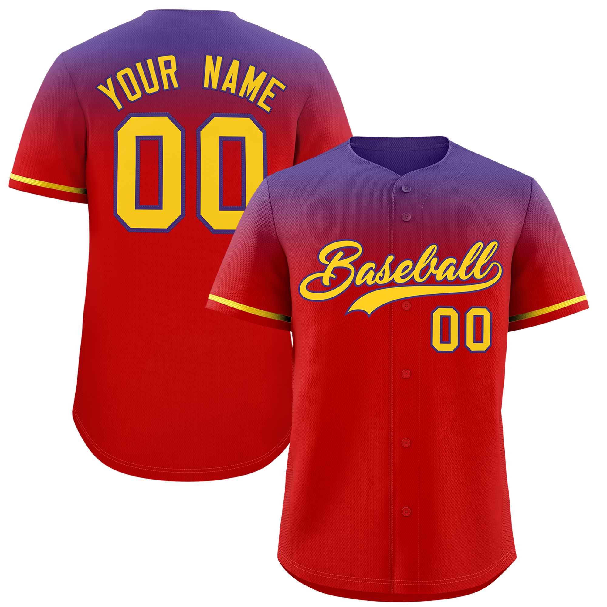 Custom Red Purple Gradient Fashion Design Authentic Baseball Jersey