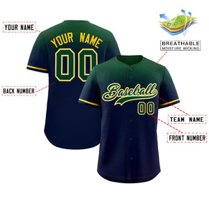 Custom Navy Green Gradient Fashion Design Authentic Baseball Jersey