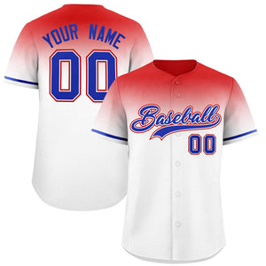 Custom White Red Gradient Fashion Design Authentic Baseball Jersey