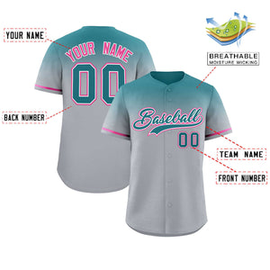 Custom Gray Aqua Gradient Fashion Design Authentic Baseball Jersey