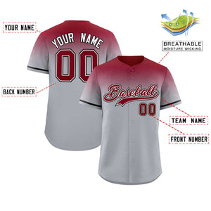 Custom Gray Crimson Gradient Fashion Design Authentic Baseball Jersey