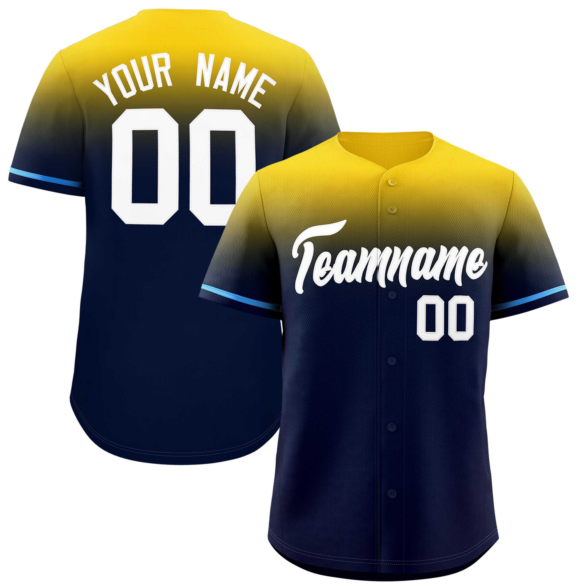 Custom Navy Gold Gradient Fashion Design Authentic Baseball Jersey