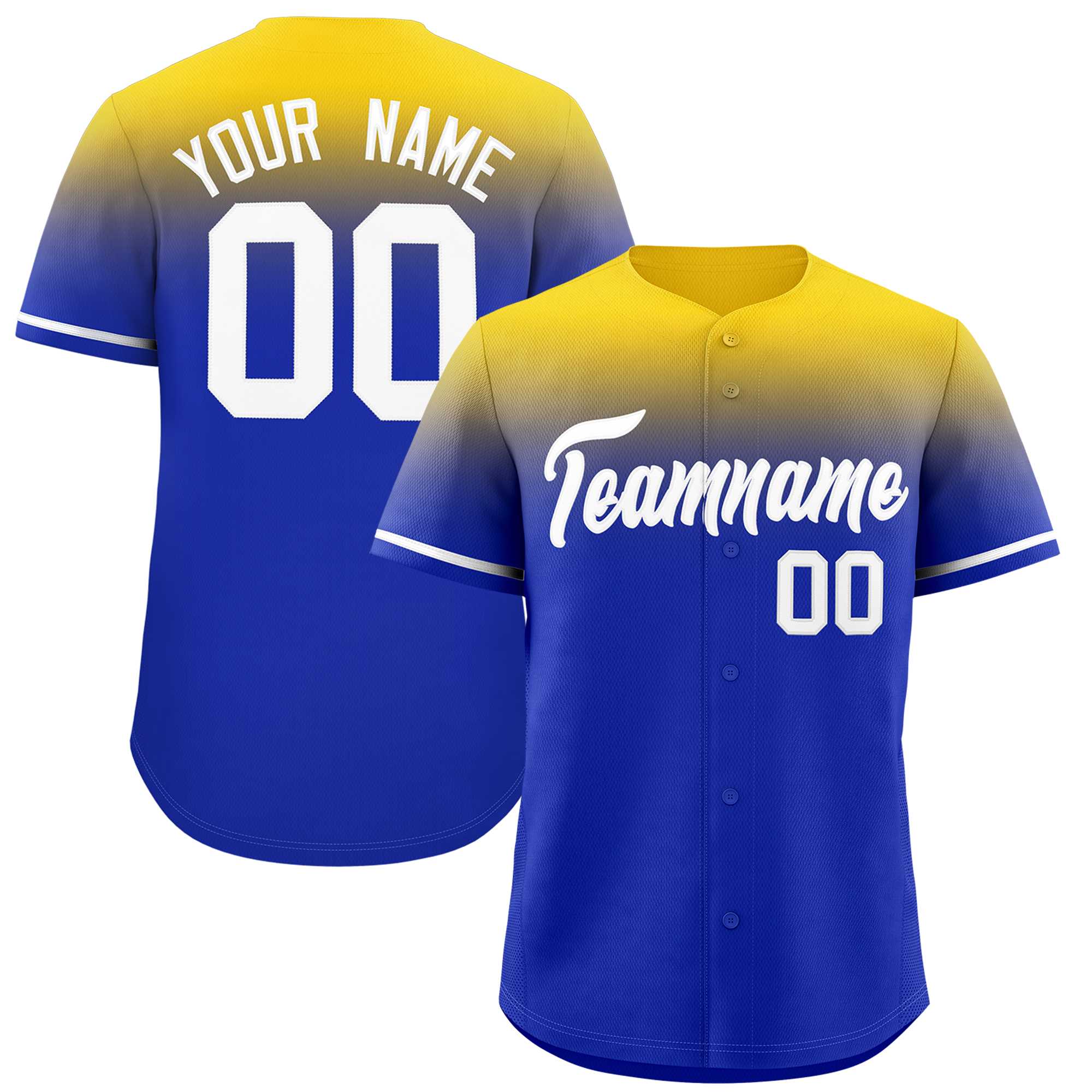 Custom Royal Gold Gradient Fashion Design Authentic Baseball Jersey