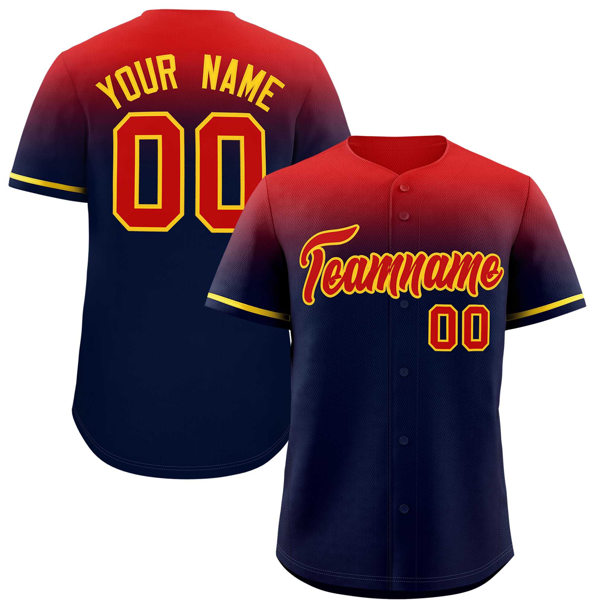 Custom Navy Red Gradient Fashion Design Authentic Baseball Jersey