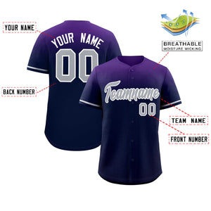 Custom Navy Purple Gradient Fashion Design Authentic Baseball Jersey