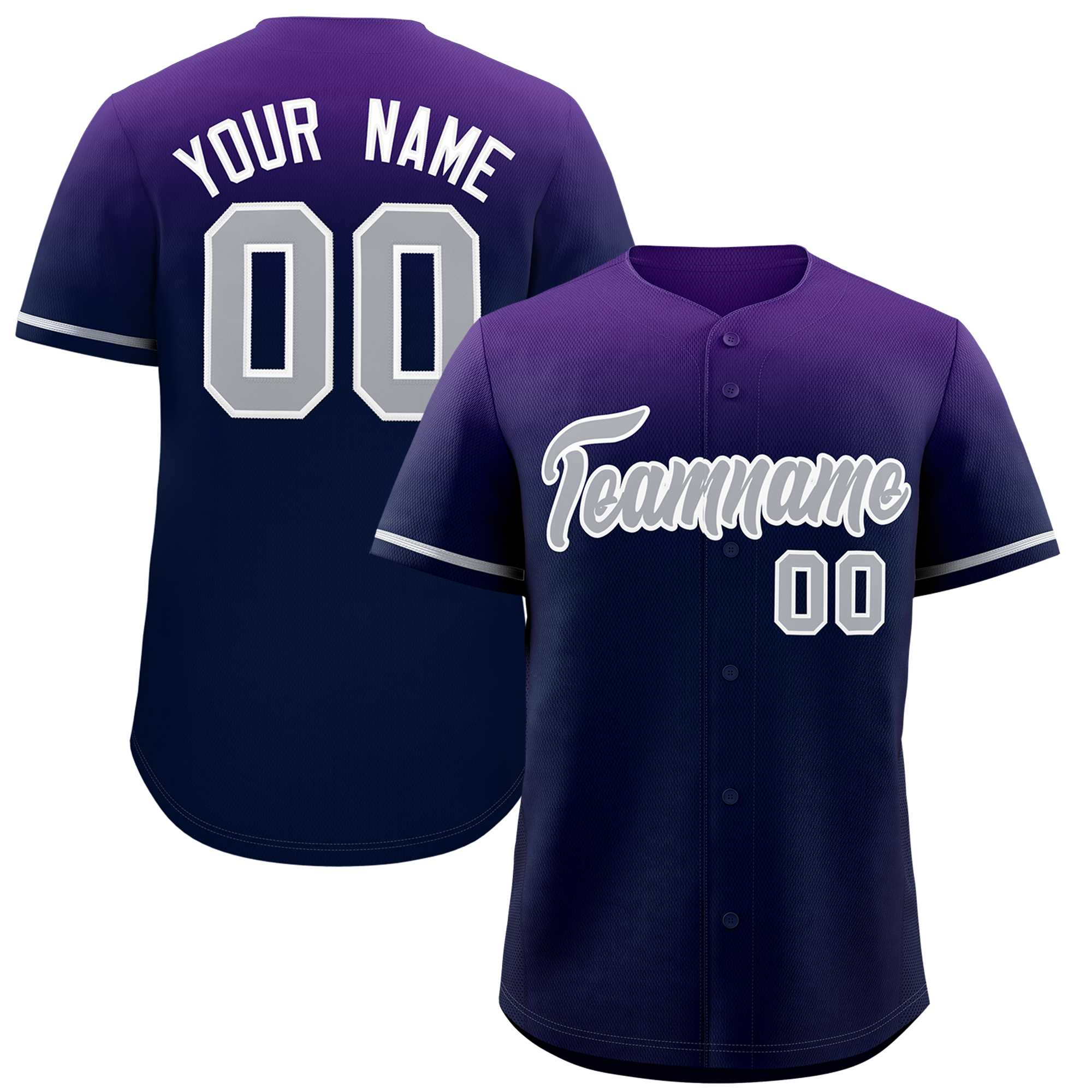 Custom Navy Purple Gradient Fashion Design Authentic Baseball Jersey