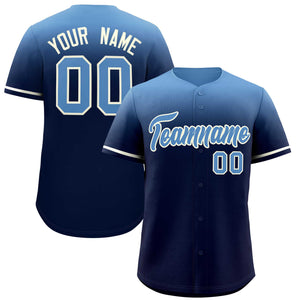 Custom Navy Light Blue Gradient Fashion Design Authentic Baseball Jersey