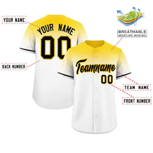 Custom White Gold Gradient Fashion Design Authentic Baseball Jersey