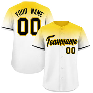 Custom White Gold Gradient Fashion Design Authentic Baseball Jersey