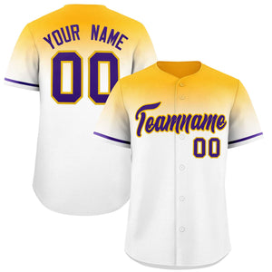 Custom White Yellow Gradient Fashion Design Authentic Baseball Jersey