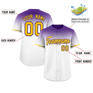 Custom White Purple Gradient Fashion Design Authentic Baseball Jersey