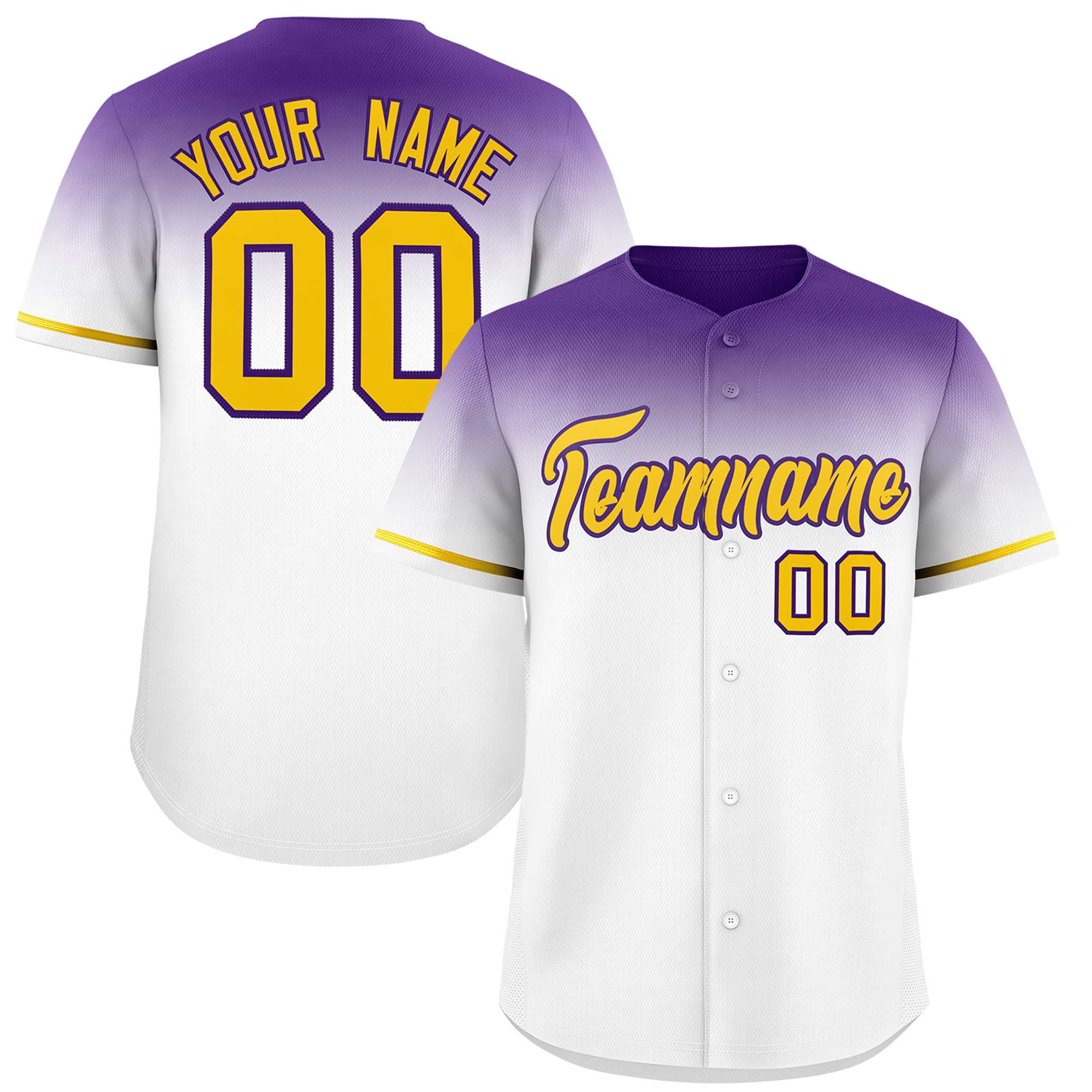 Custom White Purple Gradient Fashion Design Authentic Baseball Jersey