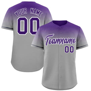 Custom Gray Purple Gradient Fashion Design Authentic Baseball Jersey