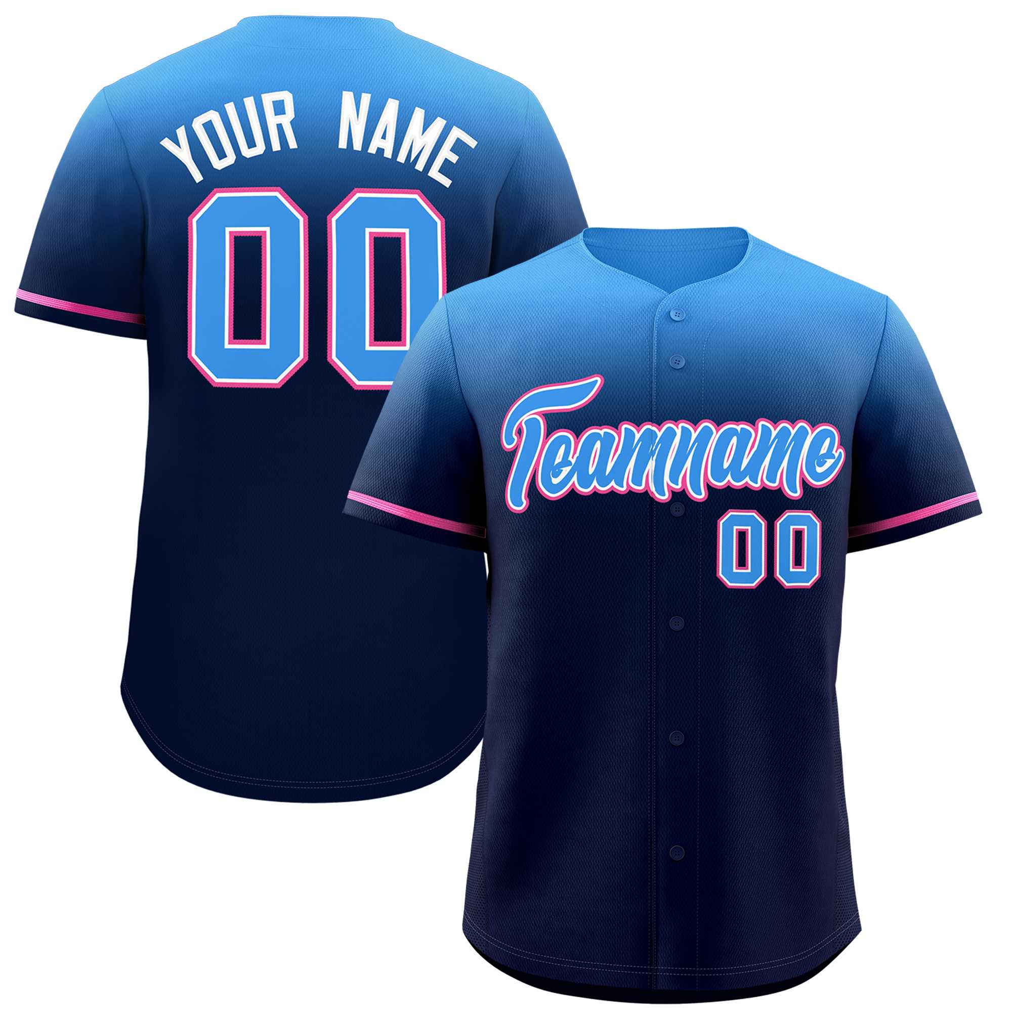 Custom Navy Powder Blue Gradient Fashion Design Authentic Baseball Jersey