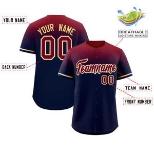 Custom Navy Crimson Gradient Fashion Design Authentic Baseball Jersey